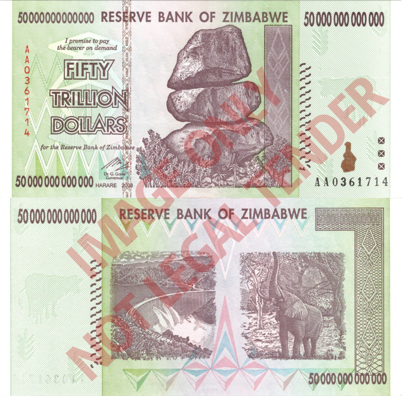 Zimbabwe Z$50 Trillion 2008 Banknote [AA0361714]